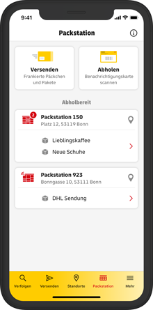Screenshot Packstation in Post & DHL App