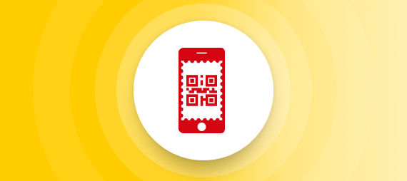 Abbildung eines Smartphones mit angezeigtem QR-Code.